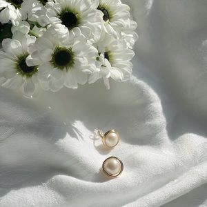 Dainty Gold Filled Wire Wrapped Pearl Studs